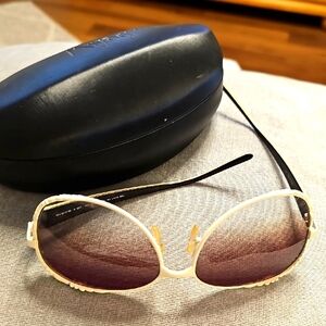 Elegant Cream Sunglasses By Miyagi With Case. Made In ITALY.